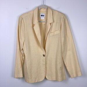 Leslie Fay Blazer Vintage Light Yellow Women’s Size 12 Petite Career Officewear